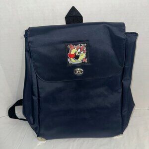 Looney Tunes Navy Blue Backpack With Tazmanian Devil Logo & Adjustable Straps